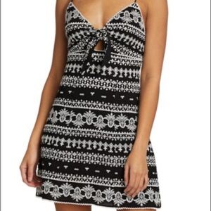 Alice + Olivia Roe Embroidered Tie-Front Mini Dress